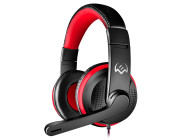 SVEN AP-G112MV, Gaming Headphones with microphone, 2*3.5 mm (3 pin) stereo mini-jack, Fabric cable 1.8m, Black-Red